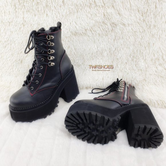 Gothic Punk Chunky Heel Platform Rocker Ankle Boot - Picture 4 of 16